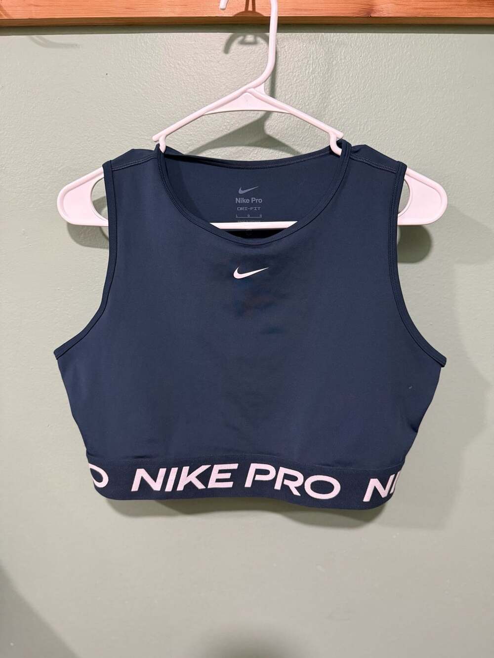 Nike Pro Dri-FIT Cropped Tank Top Size L Navy